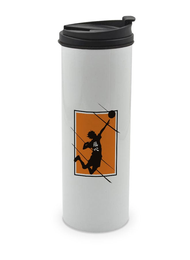 LIT Haikyuu White Tumbler for Hot Drinks Haikyuu!! White Tumbler Fly High Poster Travel Coffee Tumbler Hinata Fy High Orange Manga-Anime Fan Gift - Image 1