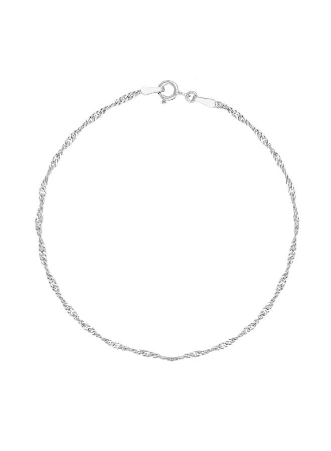 Ritastephens Sterling Silver Singapore Shiny Sparkle Link Chain Necklace and Foot Chain Anklet (10, 11, 18, 20 Inches) - Image 1