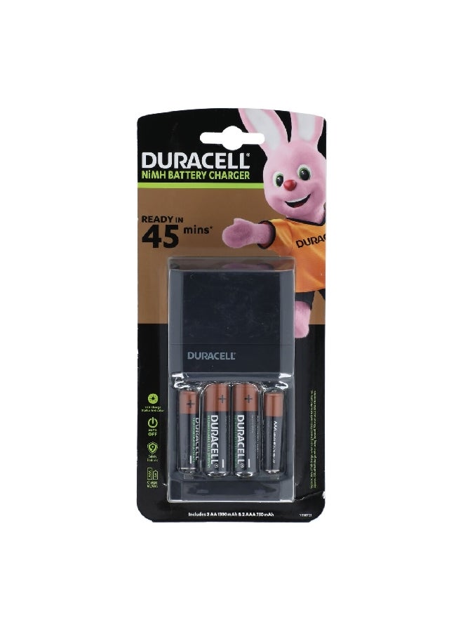 4-Piece Battery with Advanced NiMH Battery Charger Set Black and Gold 5.5 x 0.5 x 12.5 cm 37577