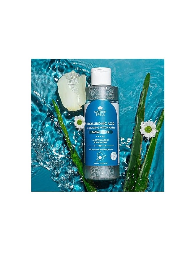 Nature Spell Witch Hazel Facial Toner with Hyaluronic Acid, 200ml, Aloe Vera & Rose Water, Alcohol-Free Formula for All Skin Types, Made in The UK - Image 4