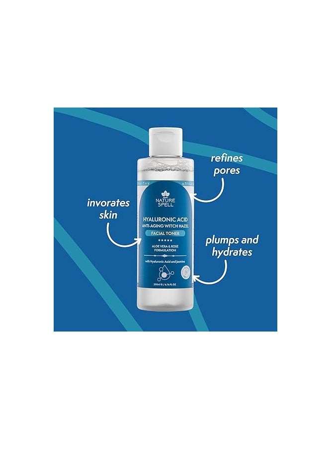 Nature Spell Witch Hazel Facial Toner with Hyaluronic Acid, 200ml, Aloe Vera & Rose Water, Alcohol-Free Formula for All Skin Types, Made in The UK - Image 2