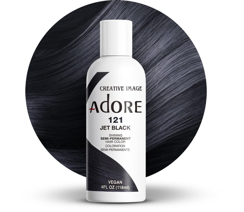 Adore Semi Permanent Hair Color (121 Jet Black) | Vegan & Cruelty-Free Black Hair Dye | No Ammonia, No Peroxide, No Alcohol | 4 Fl Oz (Pack of 1) - Image 1