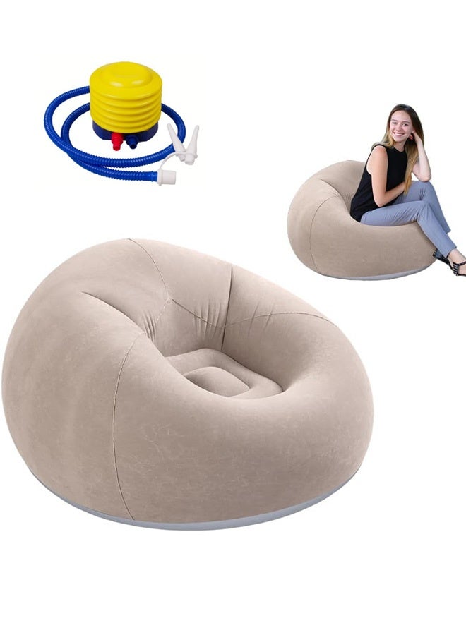 GMORO Inflatable Bean Bag Chair with air pump,Inflatable Deck Chair with Air Pump, Flocking PVC Lazy Inflatable Sofa Couch for Adults, Chaise Lounges - Image 1
