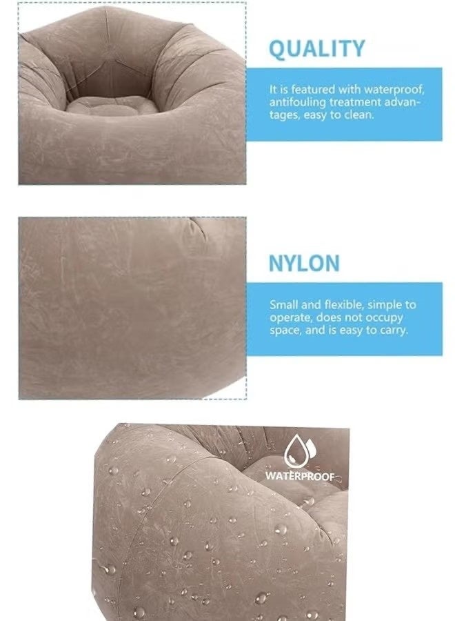 GMORO Inflatable Bean Bag Chair with air pump,Inflatable Deck Chair with Air Pump, Flocking PVC Lazy Inflatable Sofa Couch for Adults, Chaise Lounges - Image 5