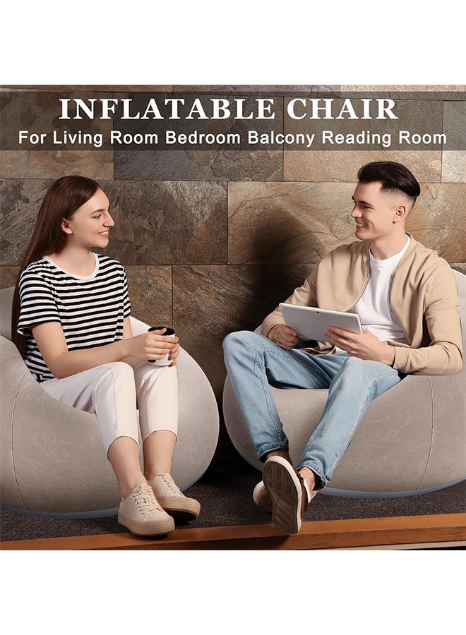 GMORO Inflatable Bean Bag Chair with air pump,Inflatable Deck Chair with Air Pump, Flocking PVC Lazy Inflatable Sofa Couch for Adults, Chaise Lounges - Image 4