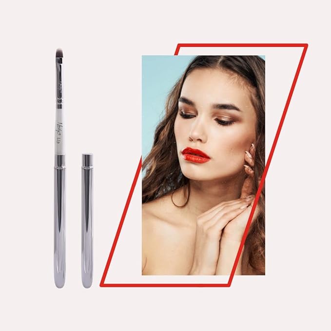 Nanshy Nanshy Lip Brush with Lid Lip Gloss Lipstick Brush Vegan CrueltyFree Travel Handbag Friendly Black Handle Chrome Silver Cap Reusable