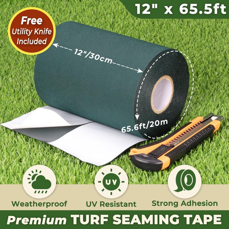 Linghou Turf Seam Tape for Artificial Grass 12" x 65.6' High Bonding Adhesive for Jointing Fake Lawn Synthetic Turf Pet Rugs and Outdoor Grass Carpets - Image 2