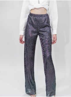 BITOLIA GALLERY Comfortable Long Lurex Shiny Pants Silver Black With Stripes  - Image 5