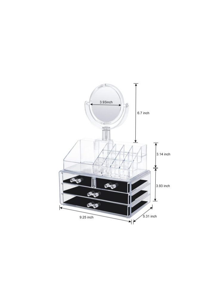 AS SEEN ON TV منظم مكياج تجميلي أكريليك مع مرآة وتخزين لمستحضرات العناية بالبشرة، المجوهرات، طلاء الأظافر، وإكسسوارات الشعر - Image 2