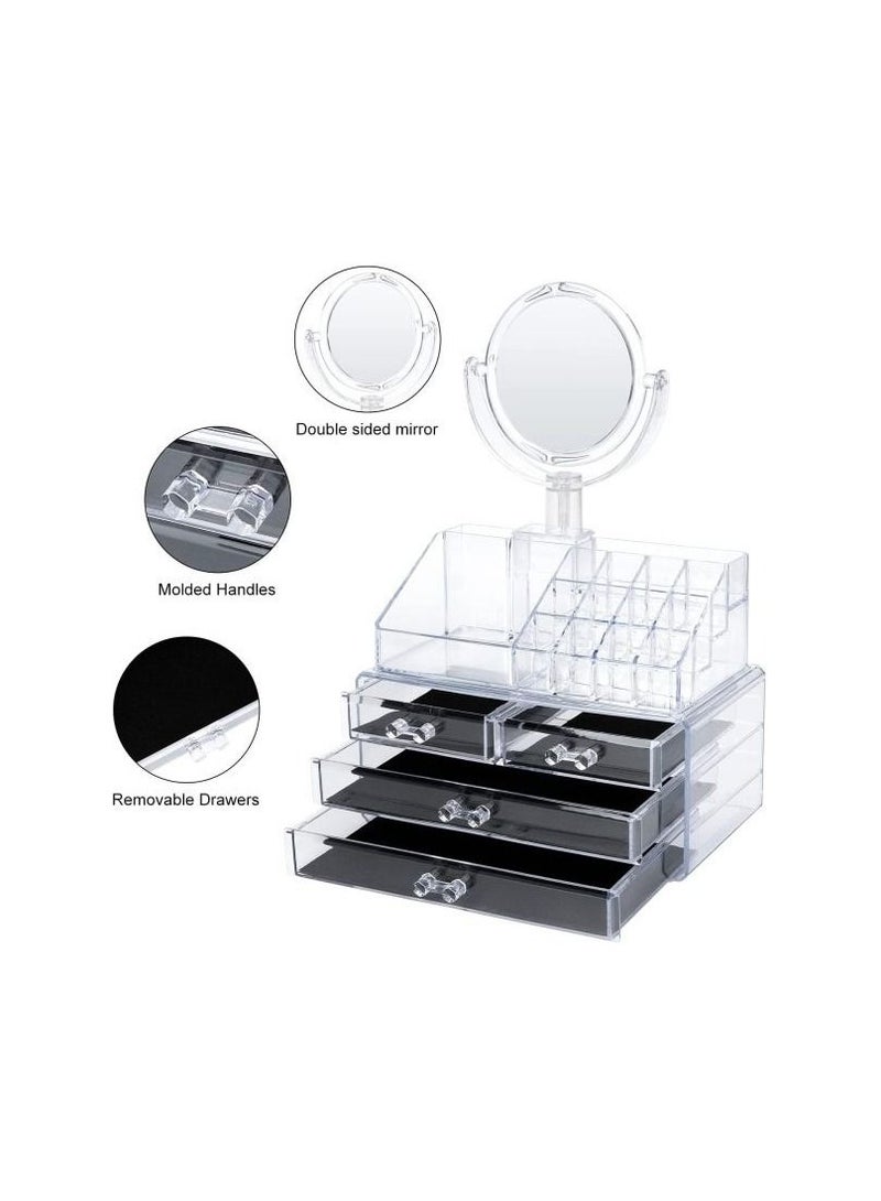 AS SEEN ON TV منظم مكياج تجميلي أكريليك مع مرآة وتخزين لمستحضرات العناية بالبشرة، المجوهرات، طلاء الأظافر، وإكسسوارات الشعر - Image 3