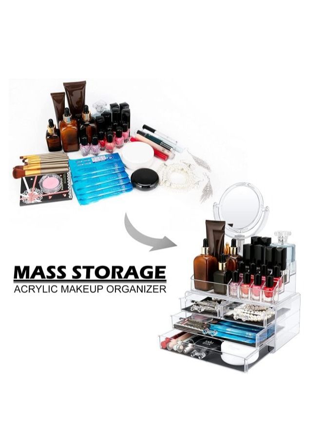 AS SEEN ON TV منظم مكياج تجميلي أكريليك مع مرآة وتخزين لمستحضرات العناية بالبشرة، المجوهرات، طلاء الأظافر، وإكسسوارات الشعر - Image 4