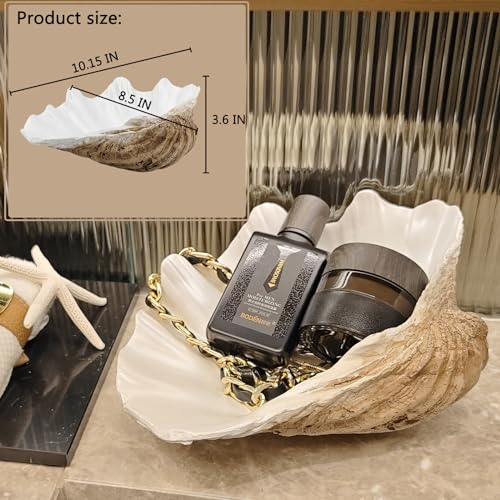 ALIWINER Medium Pearl White Weathering Scalloped Clam Shell Bowl Sea Shell Decor for Nautical Beach House,Coastal Decor Gift of Housewarming and Wedding Party - Image 3