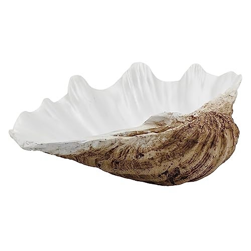 ALIWINER Medium Pearl White Weathering Scalloped Clam Shell Bowl Sea Shell Decor for Nautical Beach House,Coastal Decor Gift of Housewarming and Wedding Party - Image 1