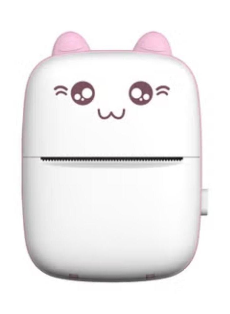 طابعة حرارية صغيرة محمولة مع لفة ورق واحدة وردي/أبيض - Image 2