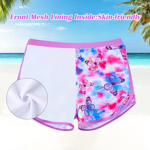 TUONROAD Little Girl's Swimsuit Butterflies 2 Piece Tankini UPF 50+ UV Protective Rash Guard Set Long Sleeve Bathing Suit UPF50+ Beach Swimwear for 4 5 Years Old Girls Dark Pink - Image 5