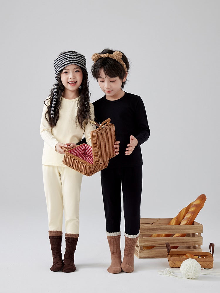Children'S Pajamas Pure Cotton Boys' Autumn Clothes And Pants Girls' Baby Thermal Underwear Toddler Base Layer Cotton Sweater Set - Image 2