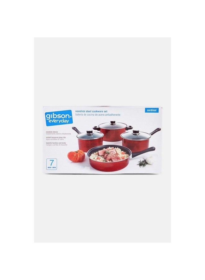 جيبسون كاردينل مجموعة أواني طهي غير لاصقة من 7 قطع أحمر وأسود 27 × 15 × 49 سم 127788.07 - Image 4