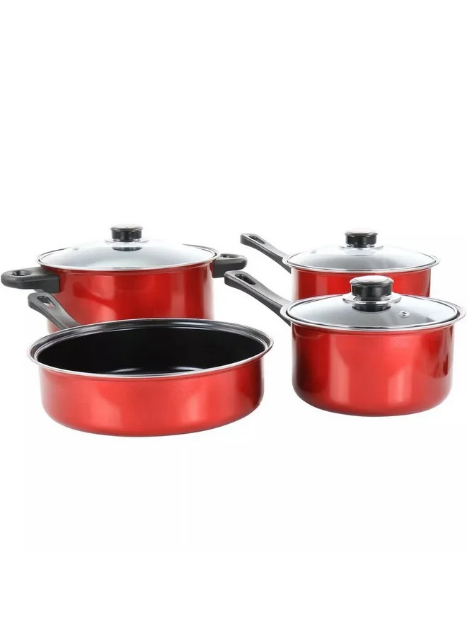GIBSON 7-Piece Cardinal Non-Stick Cookware Set Red and Black 27 x 15 x 49 cm 127788.07