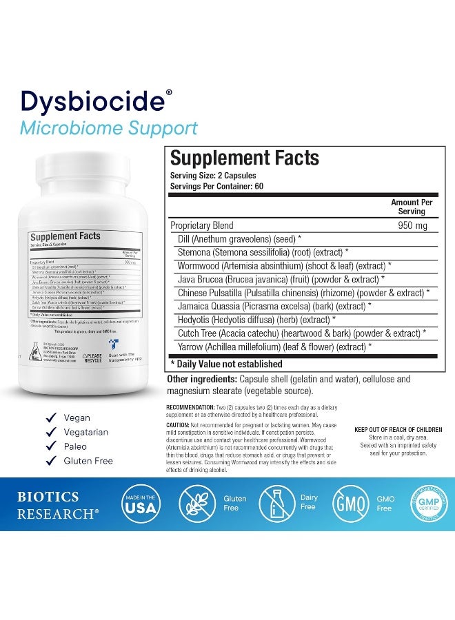 Biotics Research Dysbiocide Supports Normal Gut Health, Healing of Damaged Intestinal Tissue 12 Capsules - Image 2