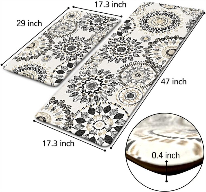 Sofort Kitchen Mat, Cushioned Anti Fatigue Kitchen Rug Set, 2 Pieces Non Slip Waterproof Kitchen Mats for Floor, Comfort Heavy Duty Standing Mat for Kitchen, Laundry, Sink, Office, Desk - Image 2