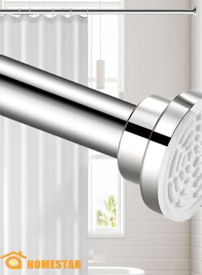 HOMESTAR Curtain Rod, Telescopic Shower Doorway Curtain Rod, Stainless Steel Curtain Rod, Non-Slip, Adjustable Tension Spring, No Drilling (125-220cm) - Image 1