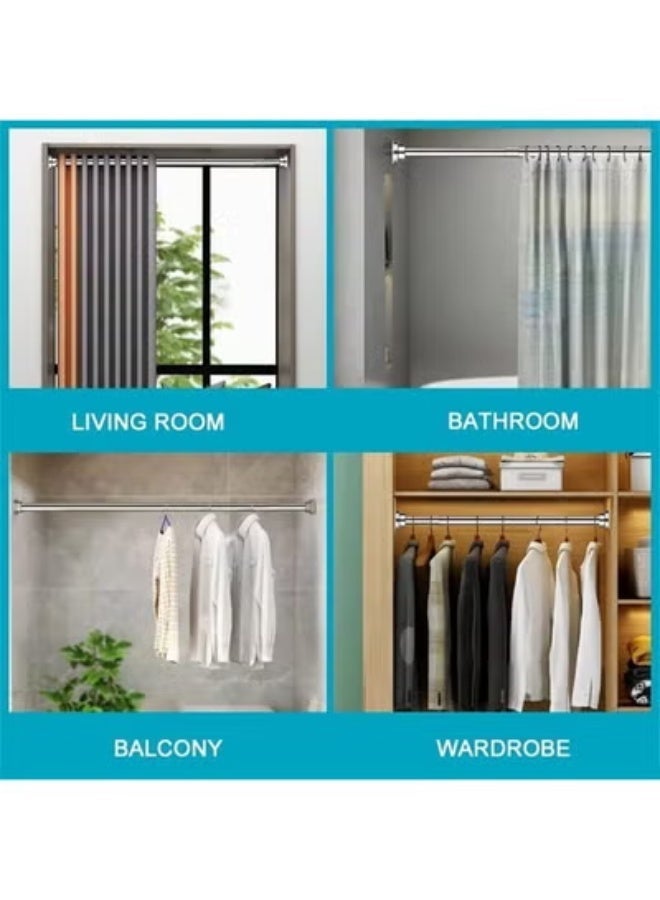 HOMESTAR Curtain Rod, Telescopic Shower Doorway Curtain Rod, Stainless Steel Curtain Rod, Non-Slip, Adjustable Tension Spring, No Drilling (125-220cm) - Image 4