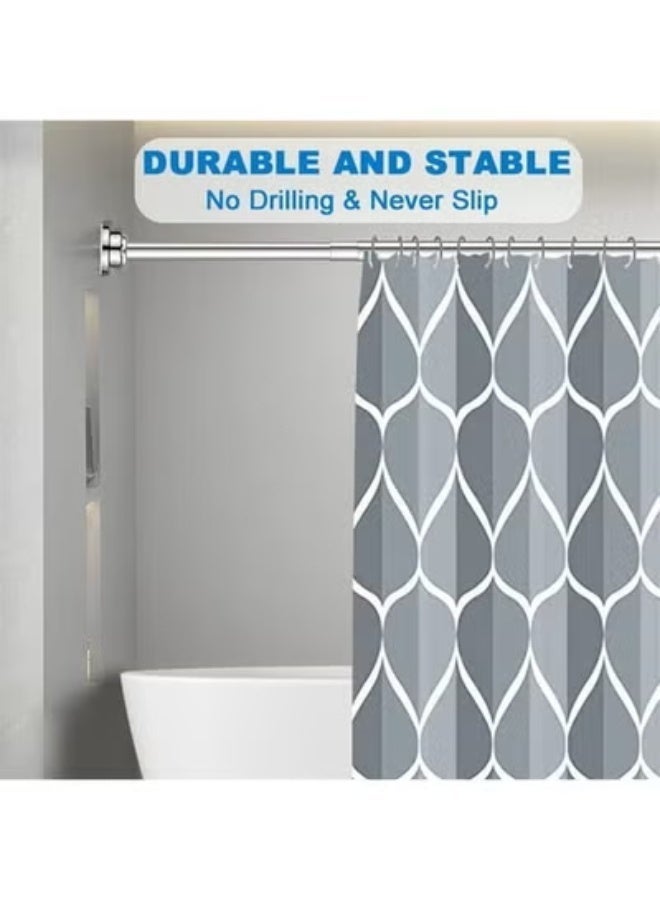 HOMESTAR Curtain Rod, Telescopic Shower Doorway Curtain Rod, Stainless Steel Curtain Rod, Non-Slip, Adjustable Tension Spring, No Drilling (125-220cm) - Image 3