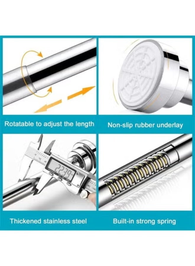 HOMESTAR Curtain Rod, Telescopic Shower Doorway Curtain Rod, Stainless Steel Curtain Rod, Non-Slip, Adjustable Tension Spring, No Drilling (125-220cm) - Image 2