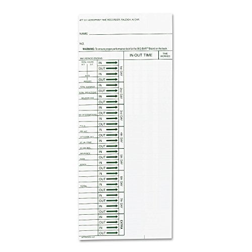 Acroprint 09-6103-080 Time Card for ATT310 Time Recorder, Pack of 200 Time Clock - Image 1