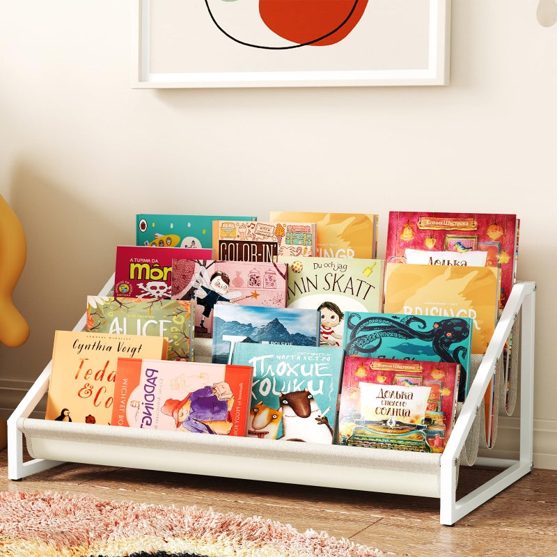 Aokitsink Toddler Bookshelf,Montessori Bookshelf,Bookshelves for Toddlers and Nursery,4 Tier Baby Bookshelves for Kids Rooms,Nursery,Playroom,Baby Room, Small Children Classroom - Image 1