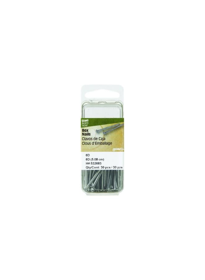 Hillman 30-Piece Bright Steel Smooth Thin Shank Flat Head 6D Box Nails Silver 5.08cm 532683  - Image 1