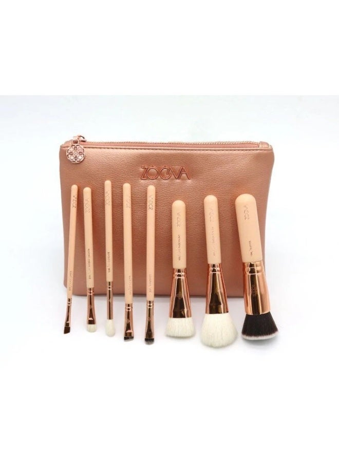زويفا 15-Piece Rose Golden Complete Eyes Wool Makeup Brushes Sets Brown/Rose Gold/White (multi color) - Image 1