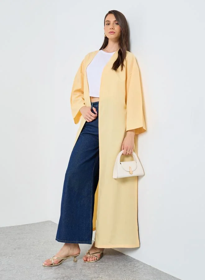 تايك تو Take Two Solid Side Slit Abaya