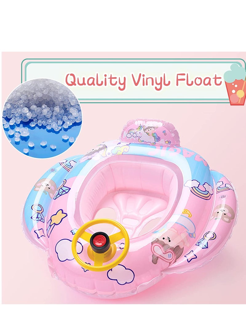 Excefore Baby Swimming Float Kids Inflatable Floater with Funny Steering Wheel Horn Safety Seat Anti Flip Toddlers Summer Swim Tool for Ages 1-5 Years Max Weight of 50lbs - Image 4