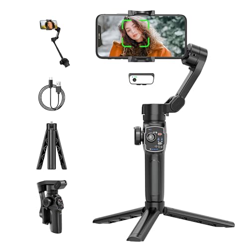 Digitek (DSG-009F AI) 3 Axis Smartphone Gimbal with Wide Angle and AI Face Tracker - Telescopic Rods & External Microphone Support - Lightweight and Compatible with Smartphones - Image 1