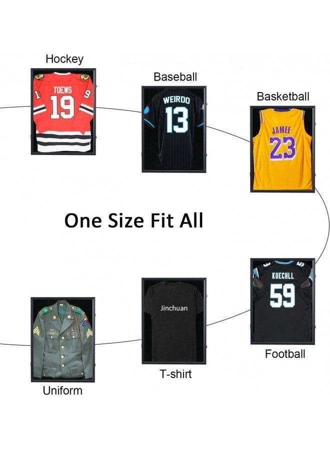 Jinchuan Jersey Frame Display Case Large Frames Shadow Box Lockable with UV Protection for Baseball Basketball Football Soccer Hockey Sport Shirt Black 2 Pack - Image 3