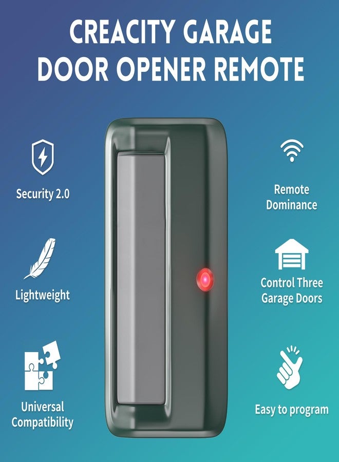 CreaCity 2 for Chamberlain Craftsman Garage Door Opener Remote 891LM 971LM Universal,Green - Image 2