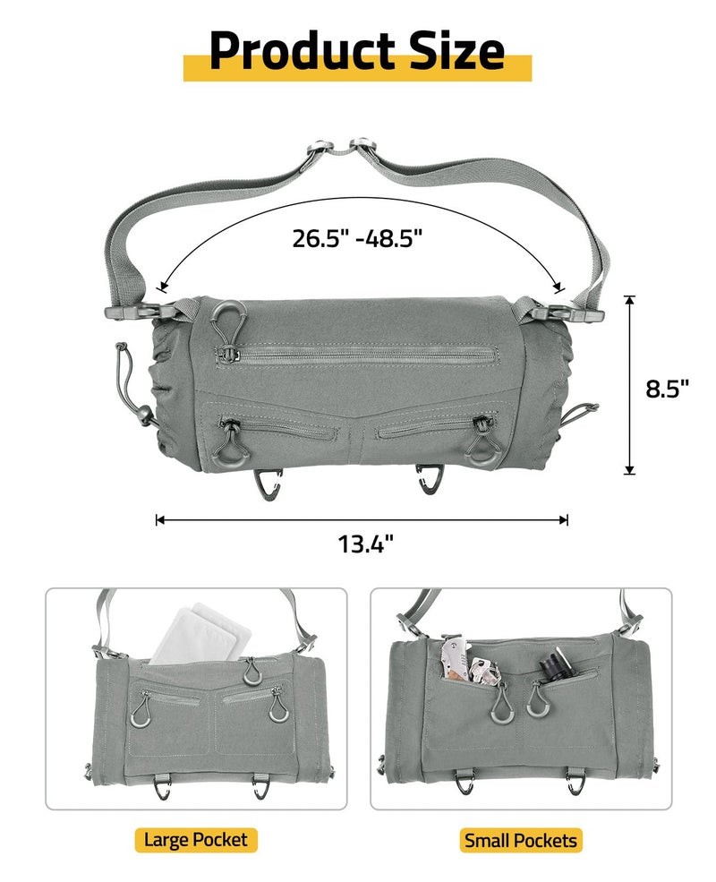 CVLIFE Hand Warmer Pouch with Hook & Loop, Portable Drop Hanger Waist Hand Muff for Skiing, Ice Fishing, Football, Camping, Adjustable Strap and Cuffs, 3 Pockets, Quick Release Buckles, Grey - Image 5