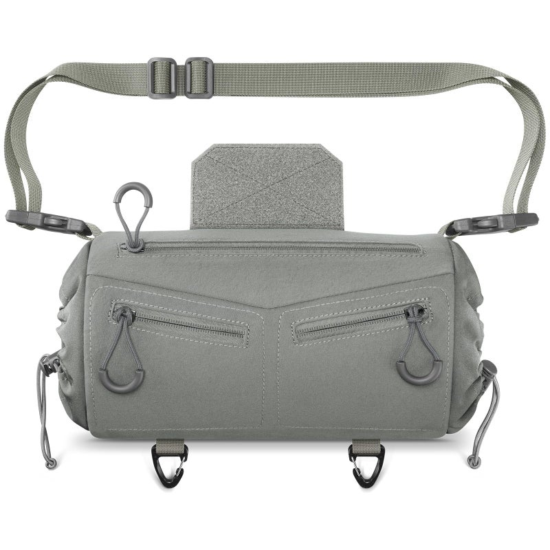 CVLIFE Hand Warmer Pouch with Hook & Loop, Portable Drop Hanger Waist Hand Muff for Skiing, Ice Fishing, Football, Camping, Adjustable Strap and Cuffs, 3 Pockets, Quick Release Buckles, Grey - Image 1