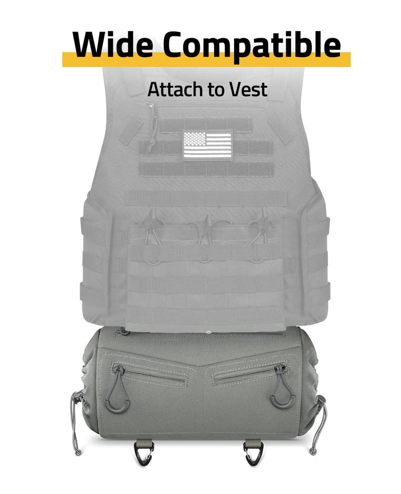 CVLIFE Hand Warmer Pouch with Hook & Loop, Portable Drop Hanger Waist Hand Muff for Skiing, Ice Fishing, Football, Camping, Adjustable Strap and Cuffs, 3 Pockets, Quick Release Buckles, Grey - Image 3