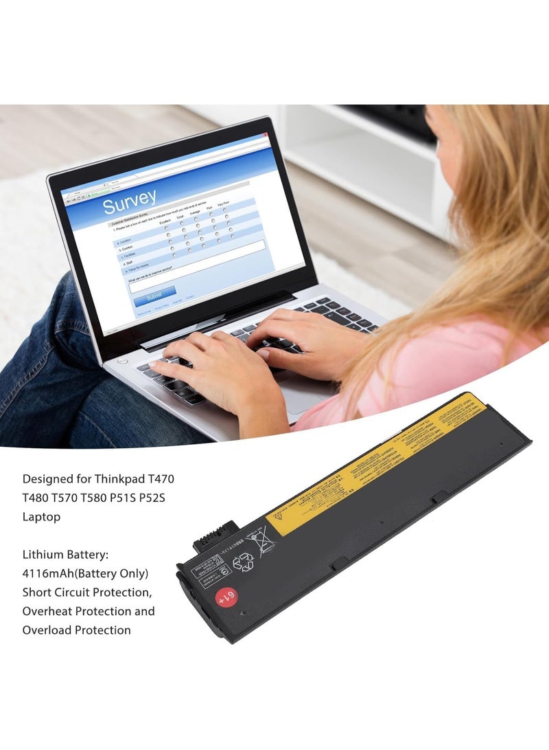Replacement Laptop Battery for Thinkpad T470 T480 T570 T580 P51S P52S, 4116mAh Lithium - Image 3
