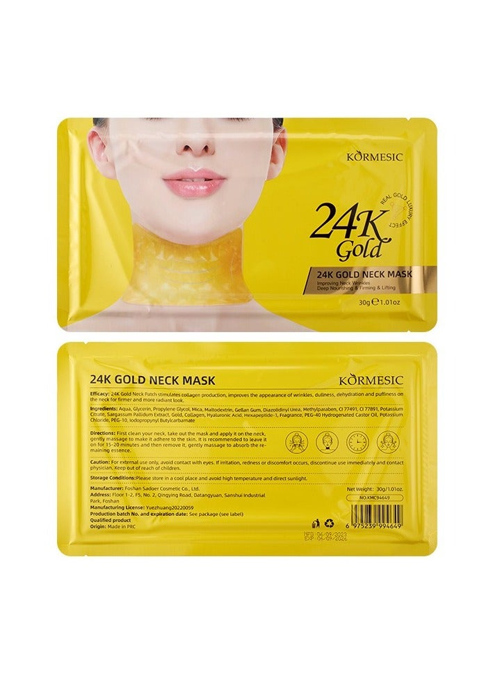 Kormesic 5-Pack 24K Gold Essence Neck Mask 30g - Rejuvenate & Firm Neck Skin - Image 1
