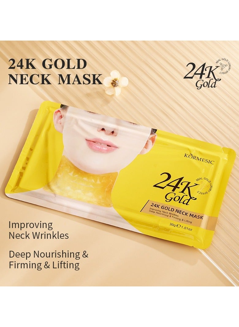 Kormesic 5-Pack 24K Gold Essence Neck Mask 30g - Rejuvenate & Firm Neck Skin - Image 5