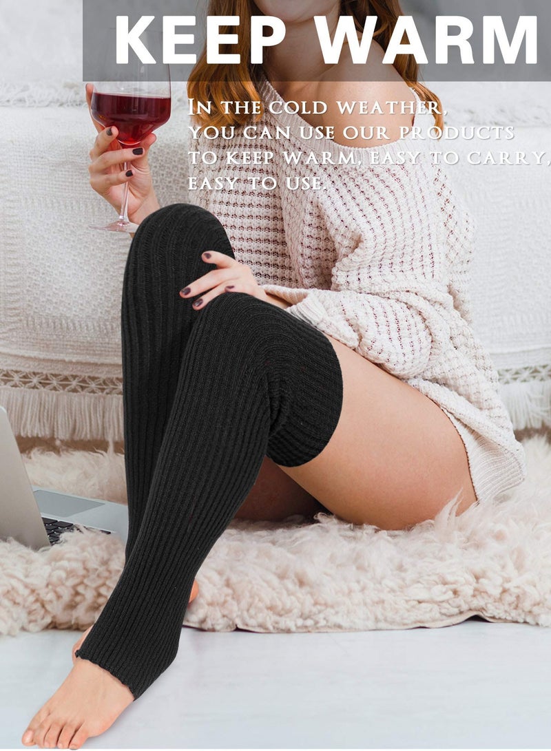 SYOSI Leg Warmers for Women, 2 Pairs Long Stretch Knitted Stirrup Dance Ballet Knee High Cable Knit Warm Thermal Acrylic Winter Sleeve - Image 5