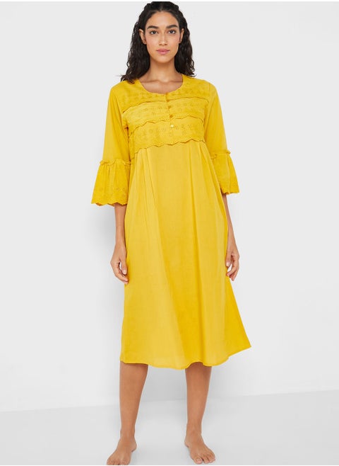 Ruffle And Button Detail Nightwear