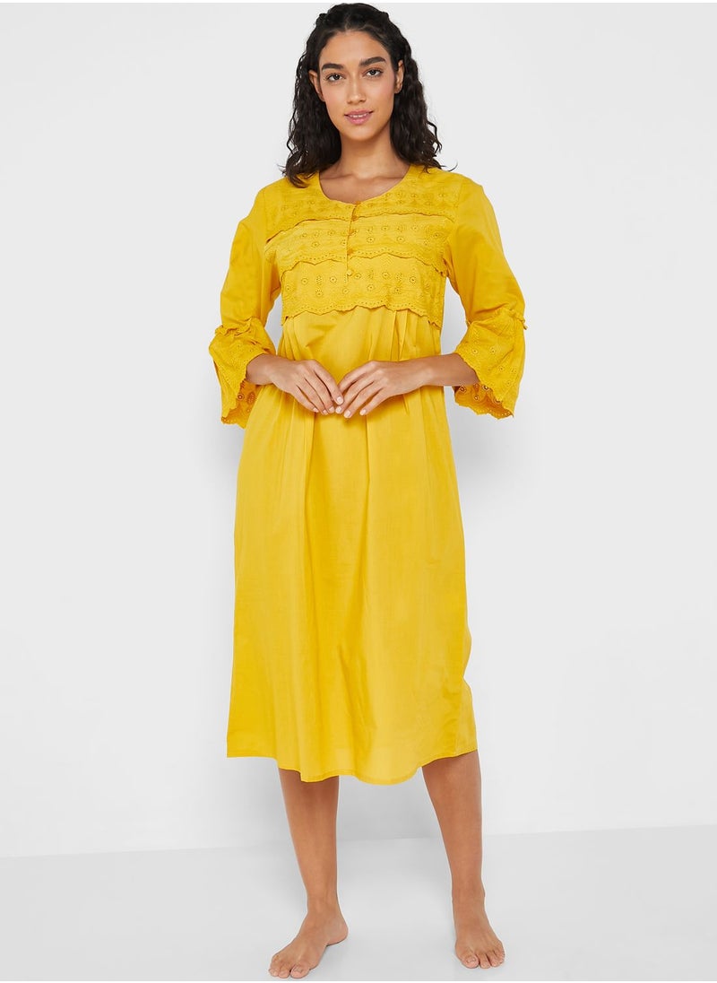 KASHKHA - Ruffle And Button Detail Nightwear - Image 1