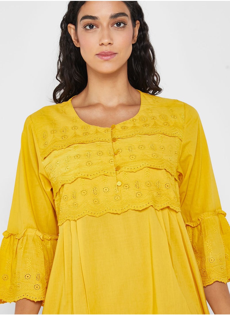 KASHKHA - Ruffle And Button Detail Nightwear - Image 1