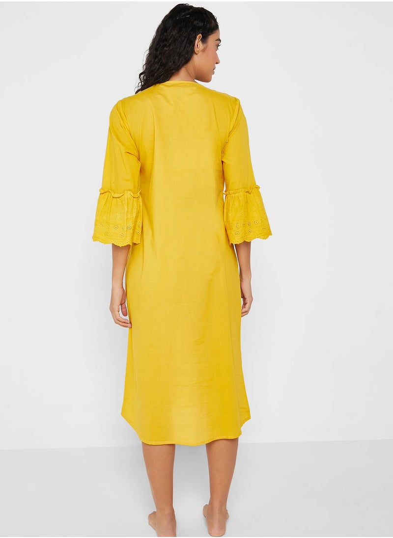 KASHKHA - Ruffle And Button Detail Nightwear - Image 1