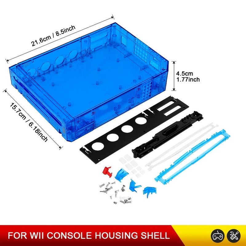 غطاء شل بديل متوافق مع نظام Wii، باللون الأحمر الشفاف، غطاء ألعاب رجعي DIY بدون إلكترونيات - Image 2