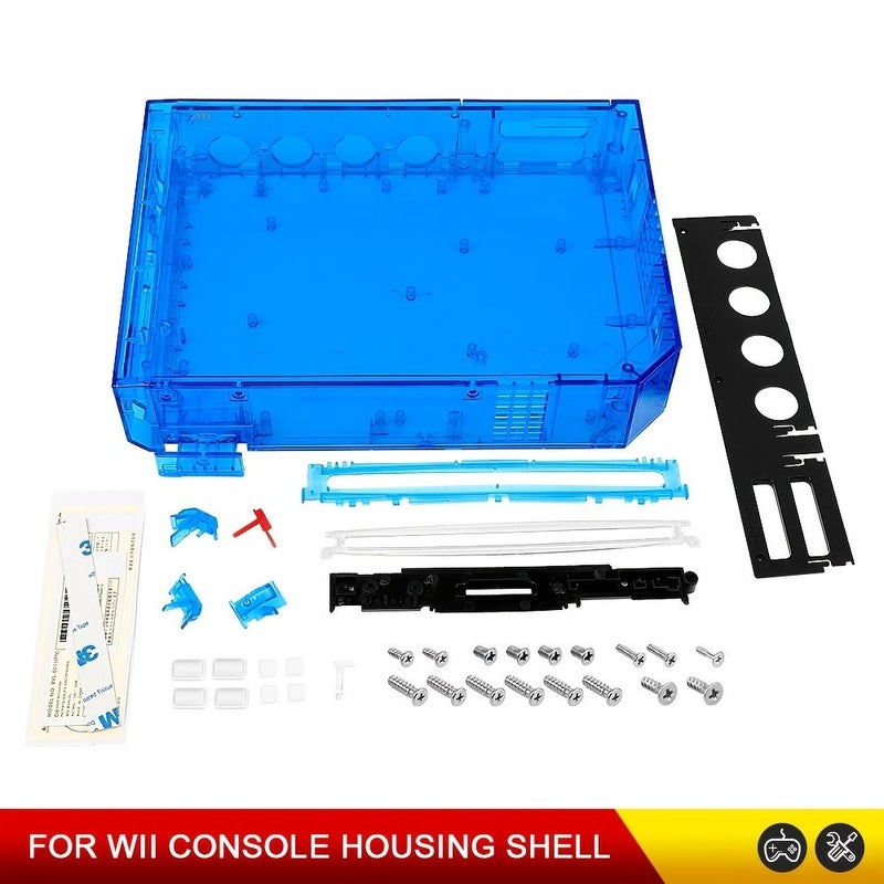 غطاء شل بديل متوافق مع نظام Wii، باللون الأحمر الشفاف، غطاء ألعاب رجعي DIY بدون إلكترونيات - Image 1
